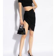 JACQUEMUS Asymmetric Draped Skirt Black
