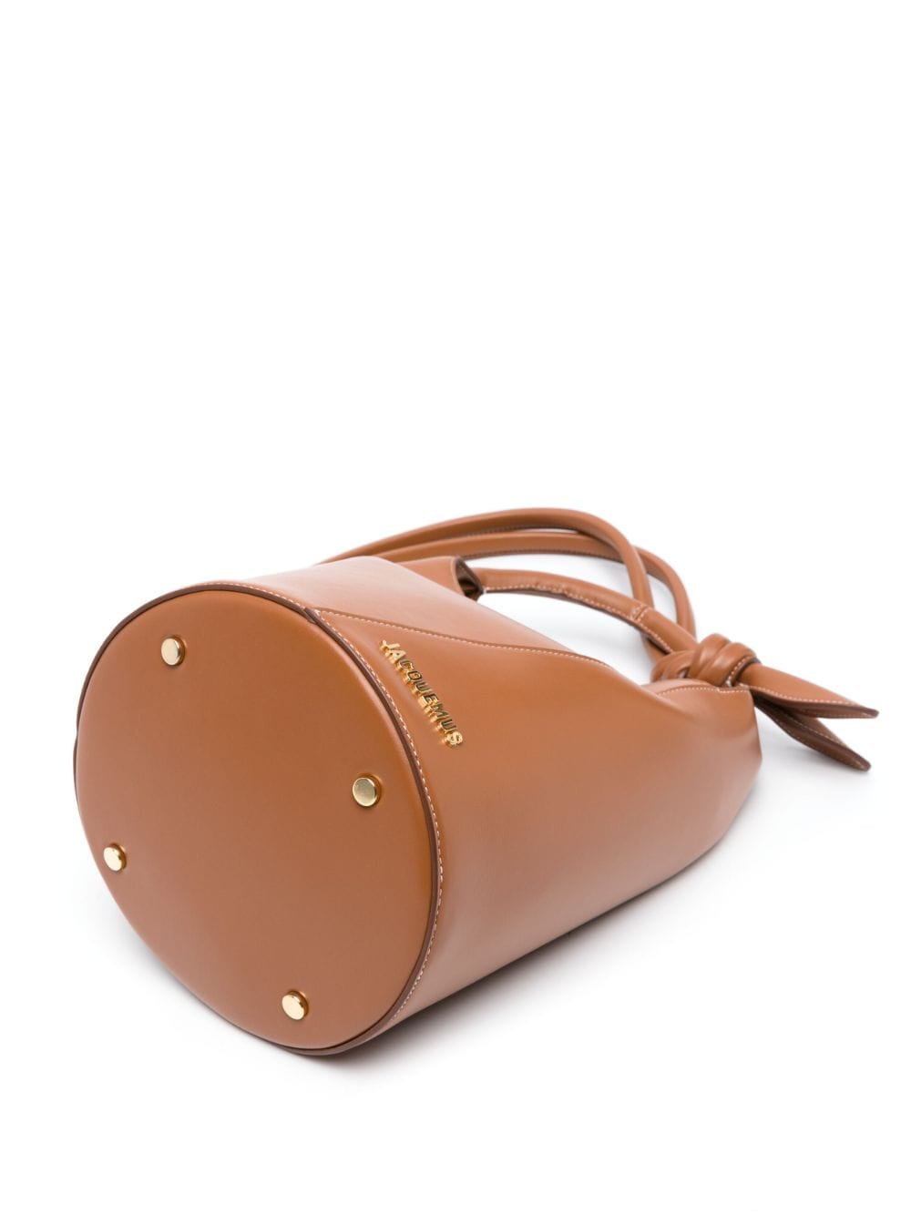 JACQUEMUS Le Petit Tourni Leather Bucket Bag Brown