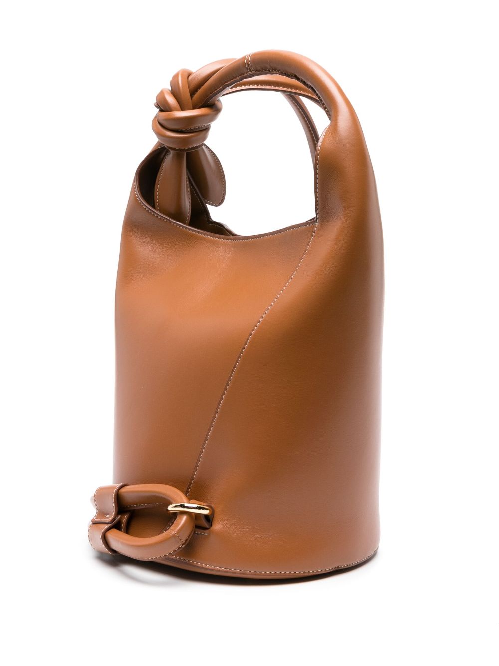 JACQUEMUS Le Petit Tourni Leather Bucket Bag Brown