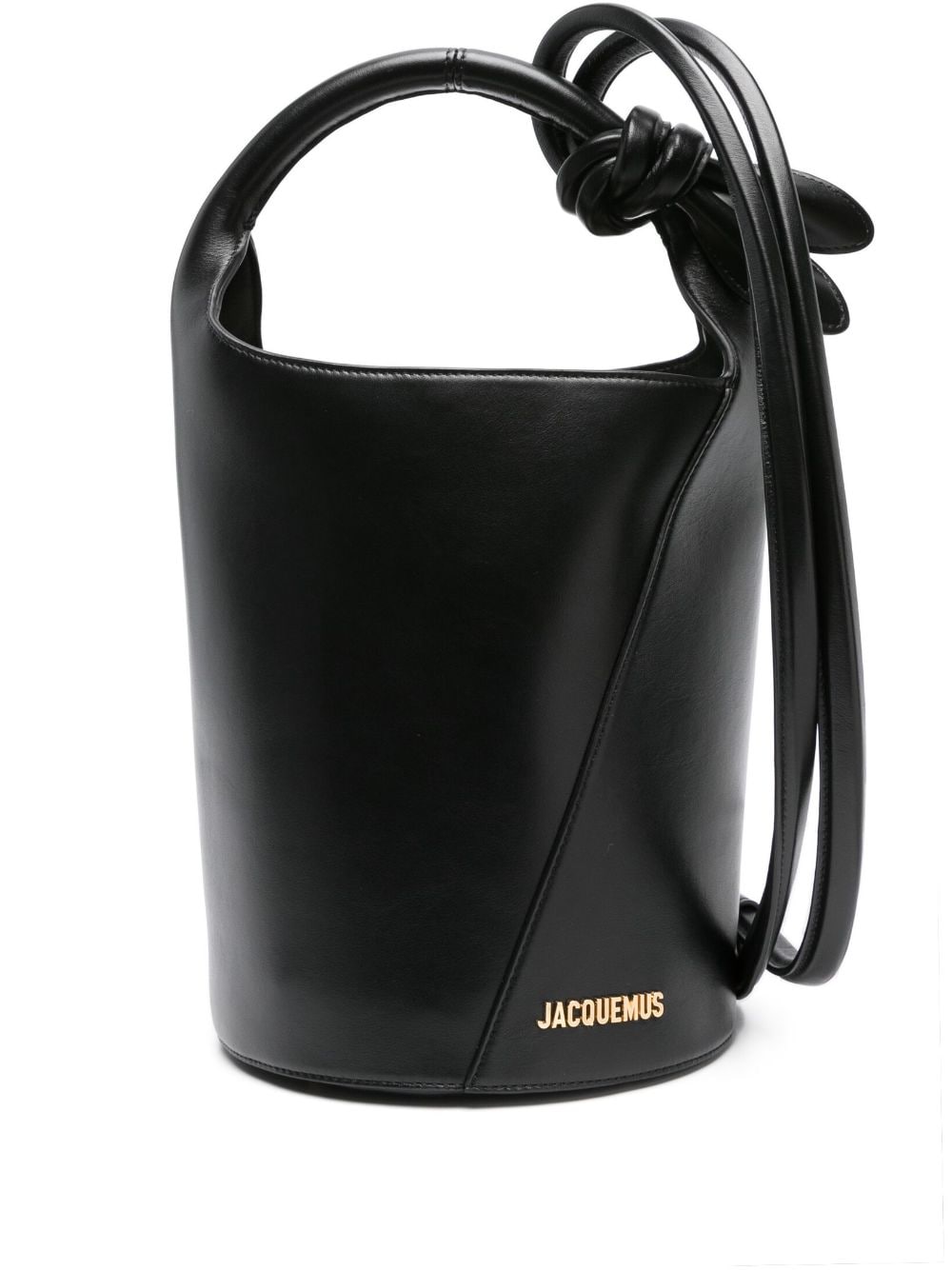 JACQUEMUS Le Petit Tourni Leather Bucket Bag Black