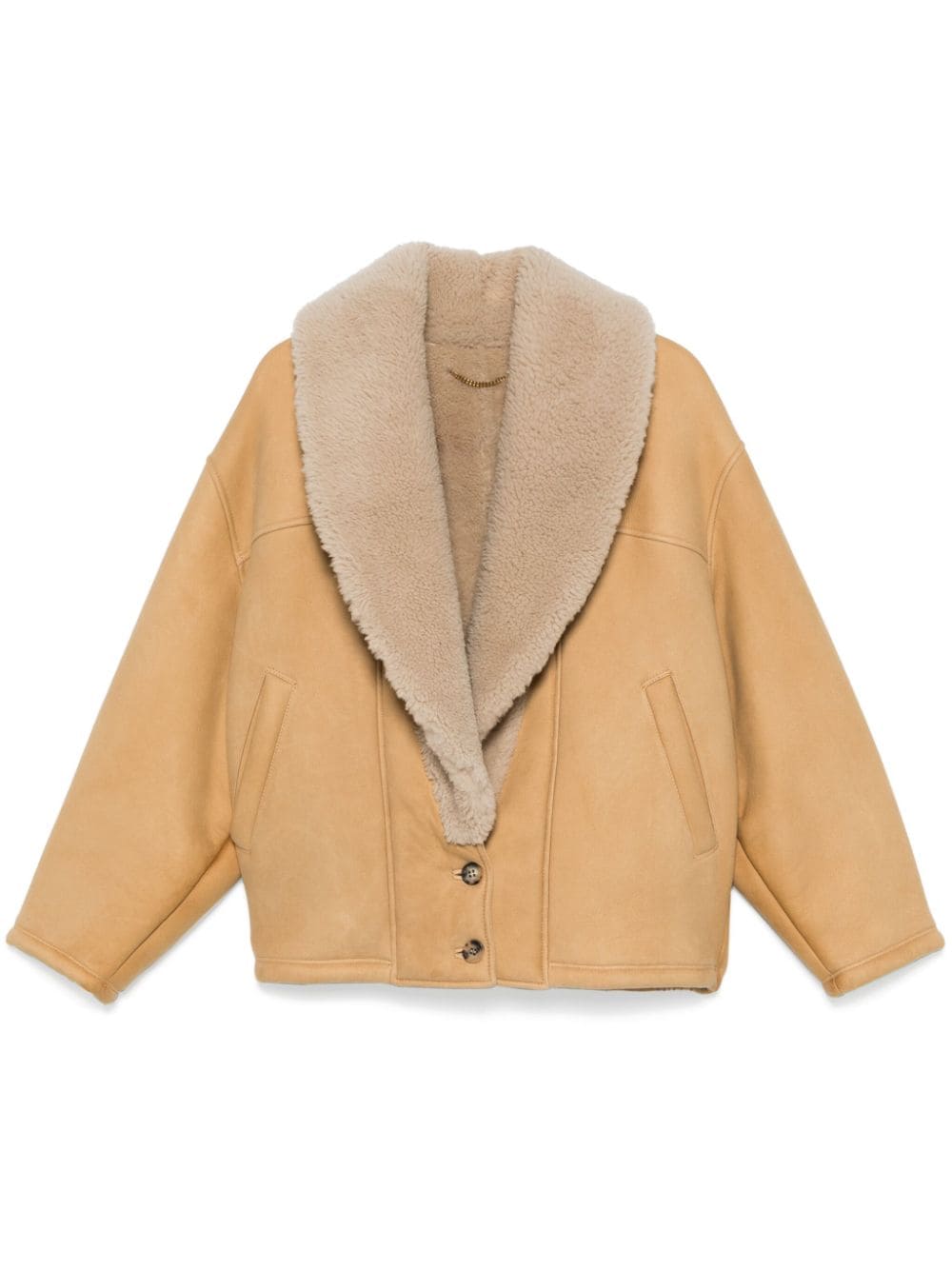 Golden Goose Shearling Leather Jacket Beige