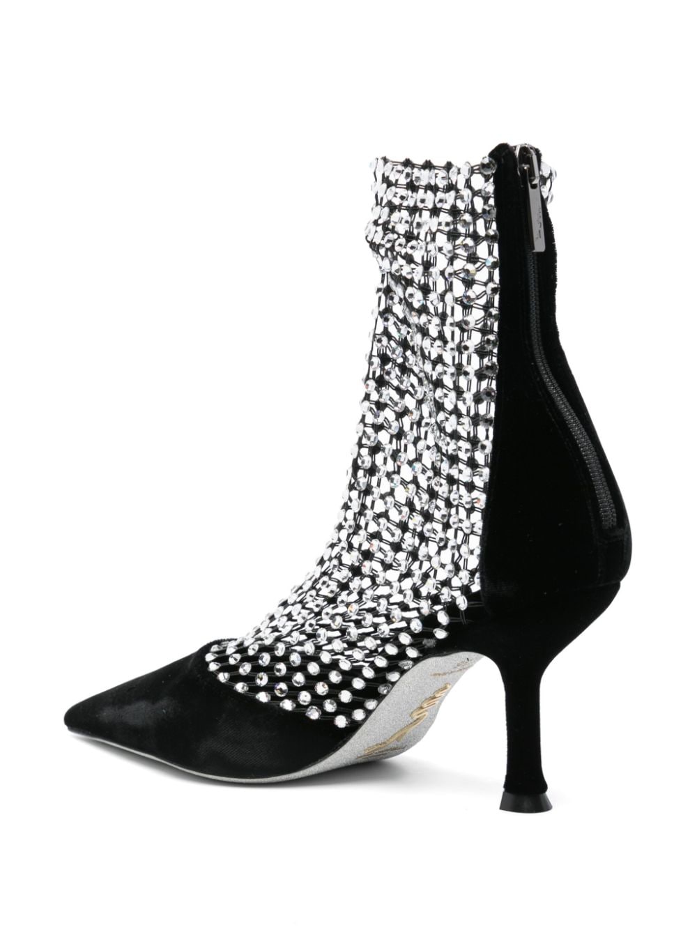 RENE' CAOVILLA Velvet Rhinestone Embellished Pumps