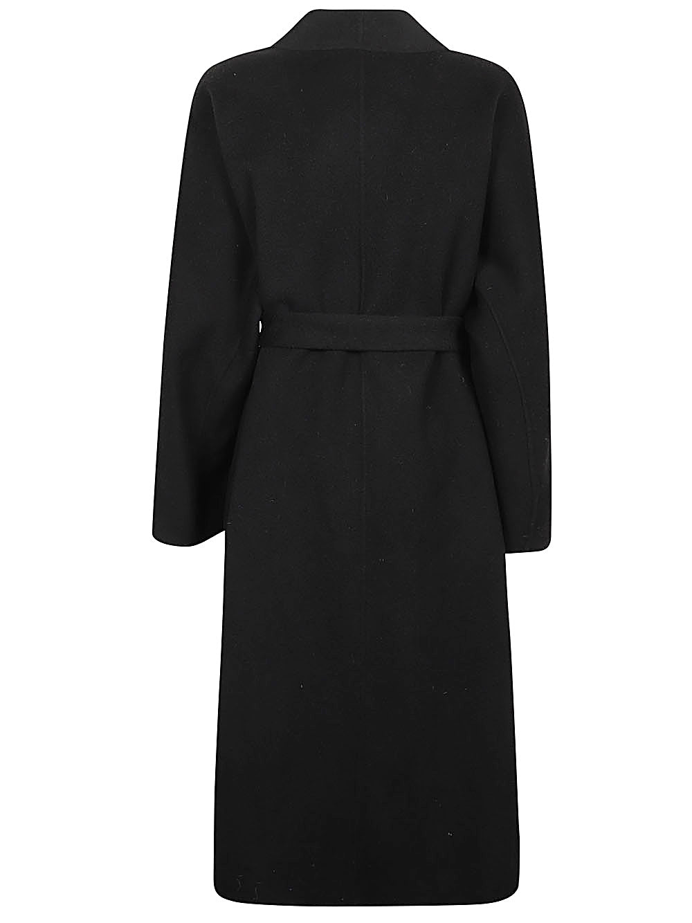 SANDBEIGE Belted Wool Coat In Black