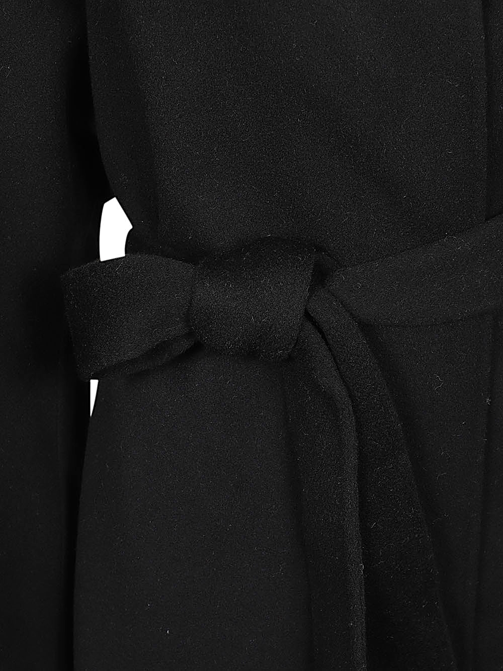SANDBEIGE Belted Wool Coat In Black