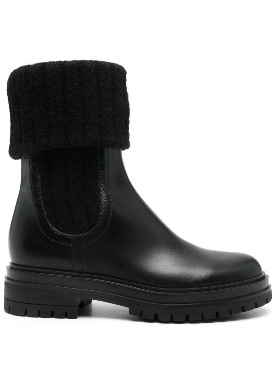 Gianvito Rossi Chelsea Knitted Leather Boots - Black