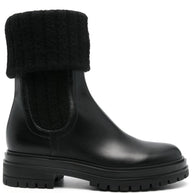 Gianvito Rossi Chelsea Knitted Leather Boots - Black