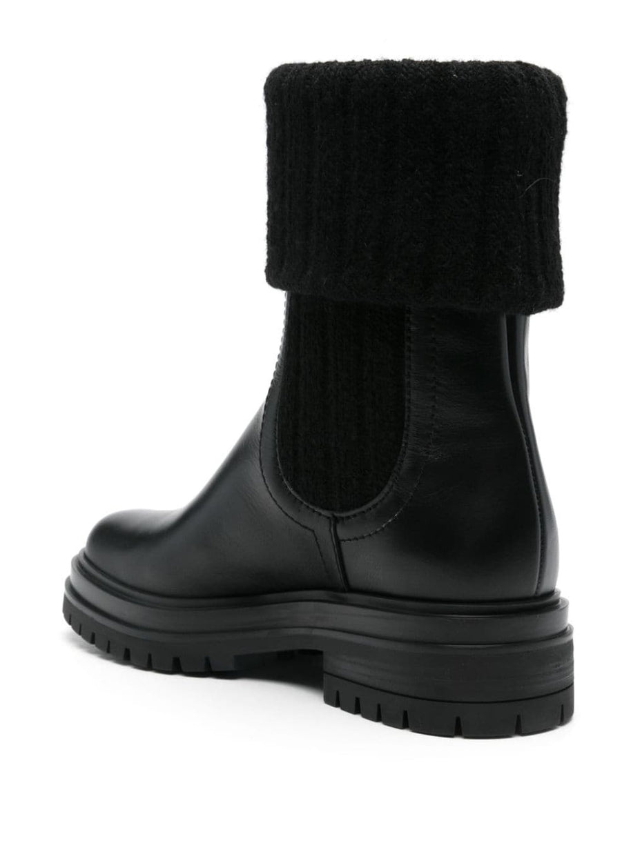 Gianvito Rossi Chelsea Knitted Leather Boots - Black