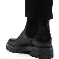 Gianvito Rossi Chelsea Knitted Leather Boots - Black
