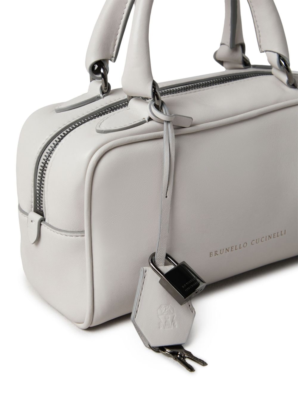 Brunello Cucinelli Small Boston Explorer Handbag Light Grey