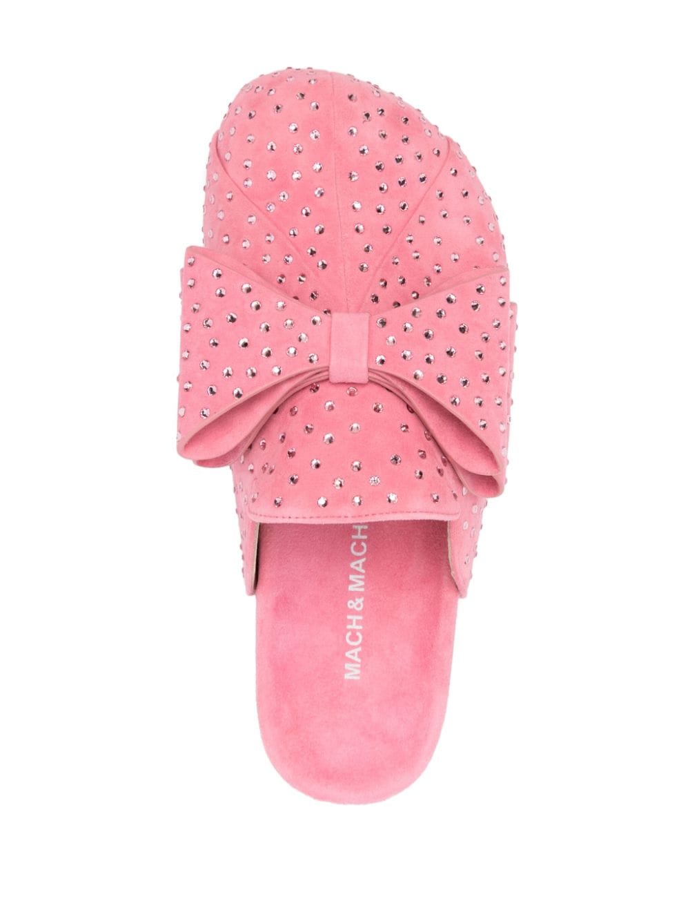 MACH & MACH Pink Suede Rhinestone Embellished Mules