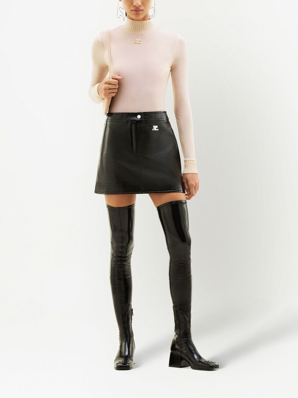 COURREGES RE-EDITION Stretch Faux Leather Mini Skirt