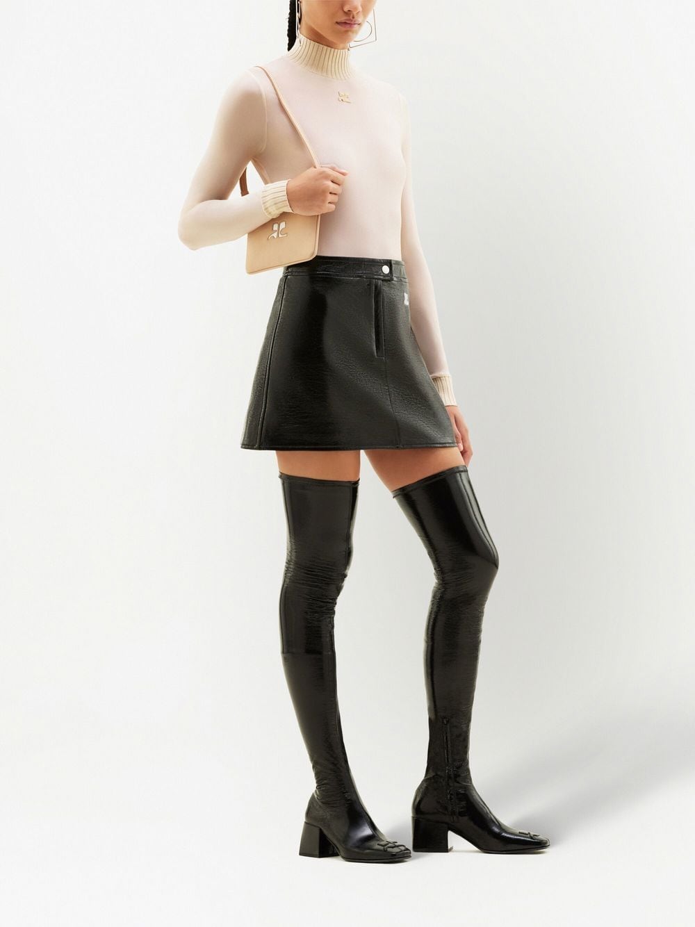 COURREGES RE-EDITION Stretch Faux Leather Mini Skirt