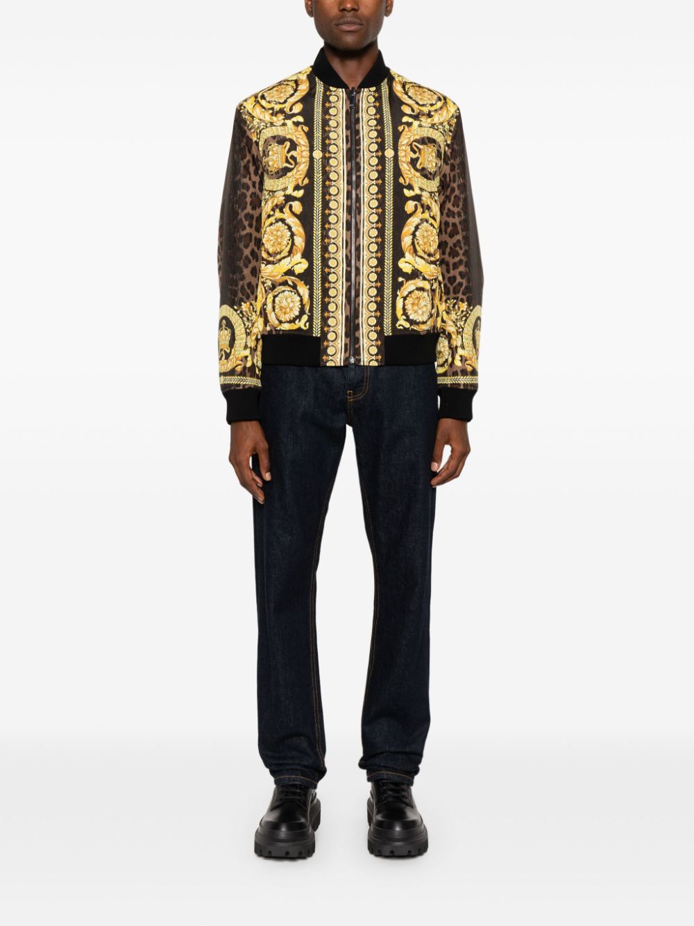 Versace Barocco Print Jacket Golden