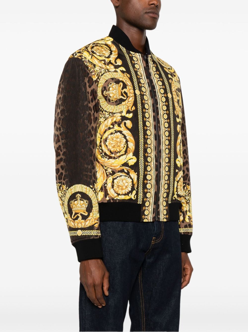 Versace Barocco Print Jacket Golden