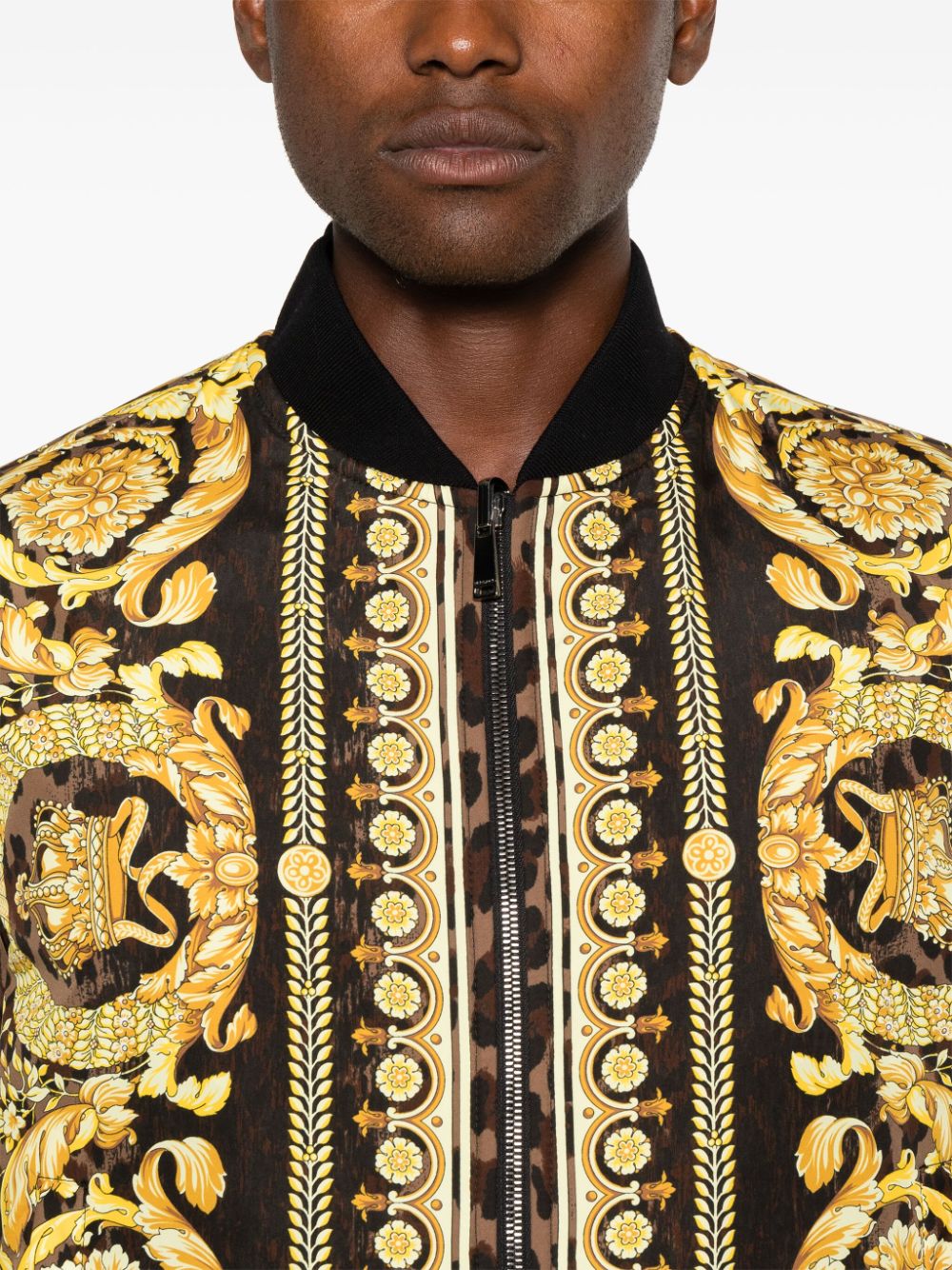 Versace Barocco Print Jacket Golden