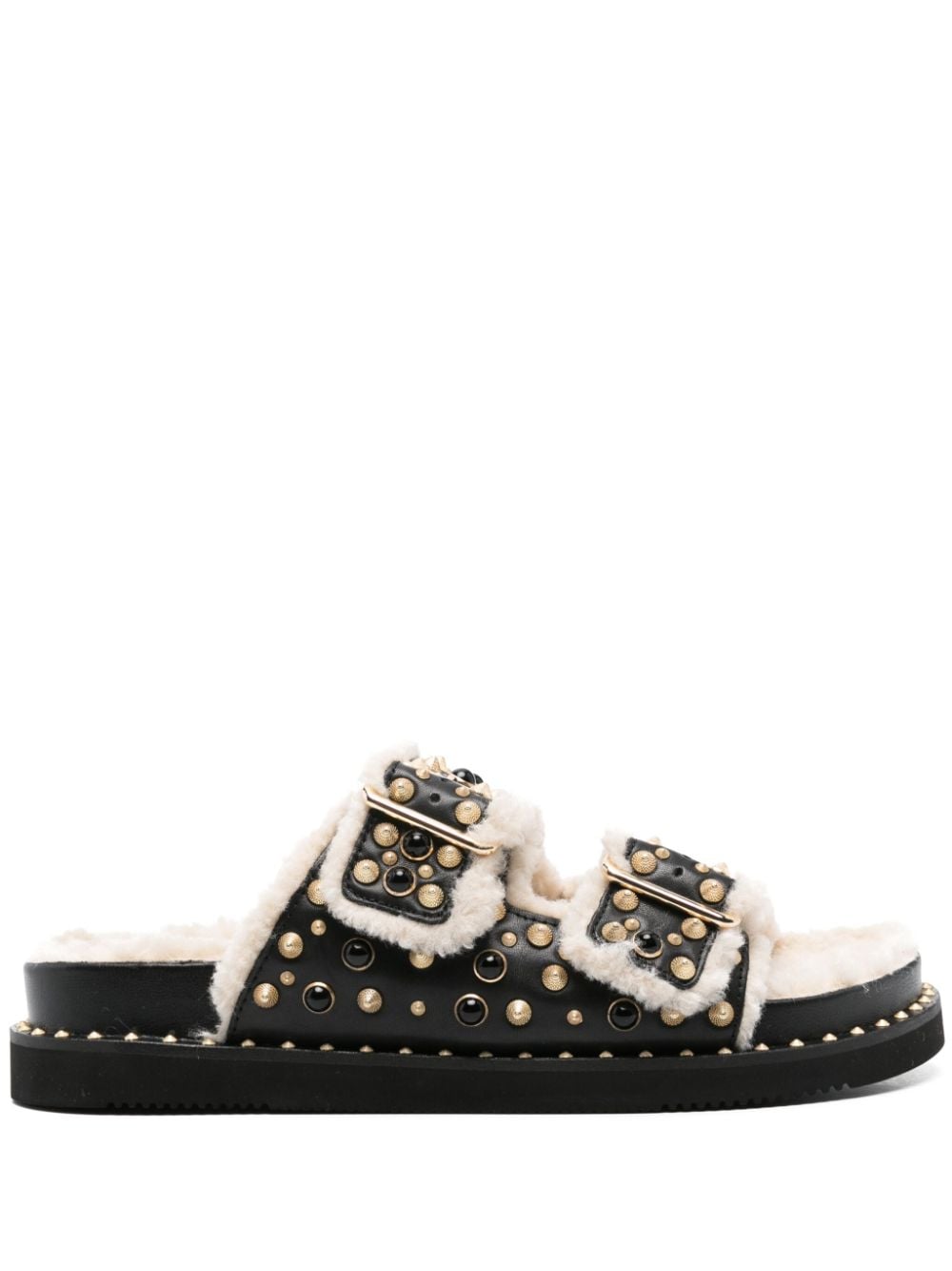 ASH Utah Shearling Lined Studded Footbed Sandals