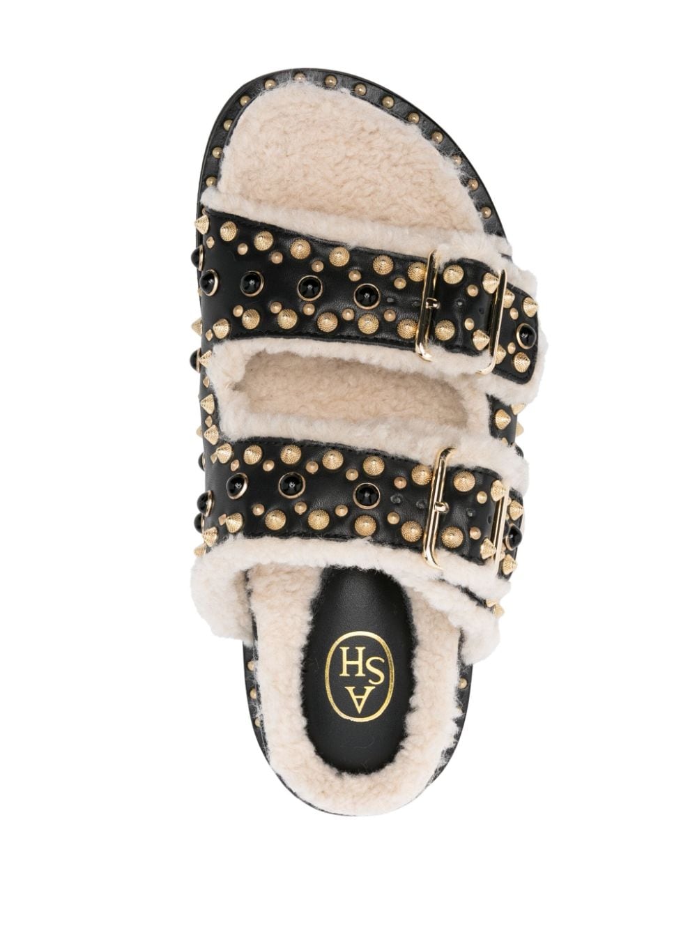 ASH Utah Shearling Lined Studded Footbed Sandals