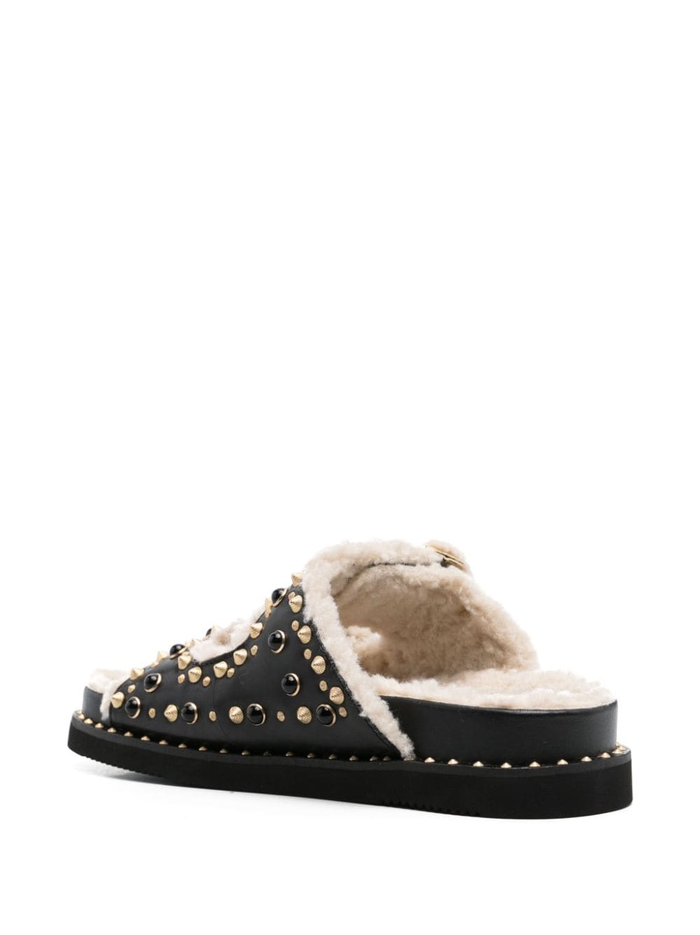 ASH Utah Shearling Lined Studded Footbed Sandals