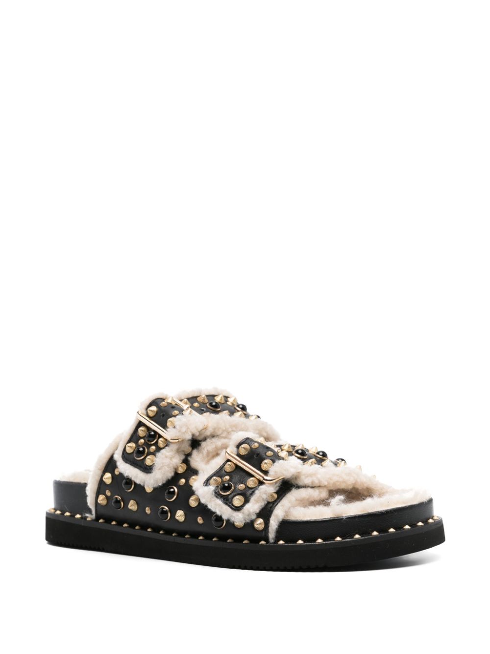 ASH Utah Shearling Lined Studded Footbed Sandals