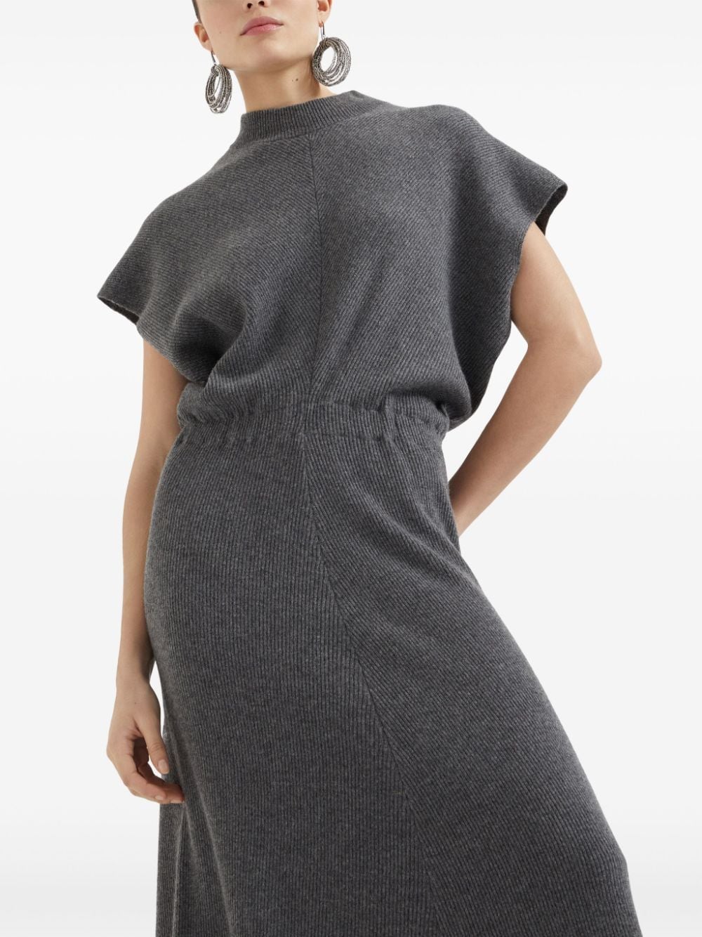 Brunello Cucinelli Cashmere Ribbed Knit Long Dress