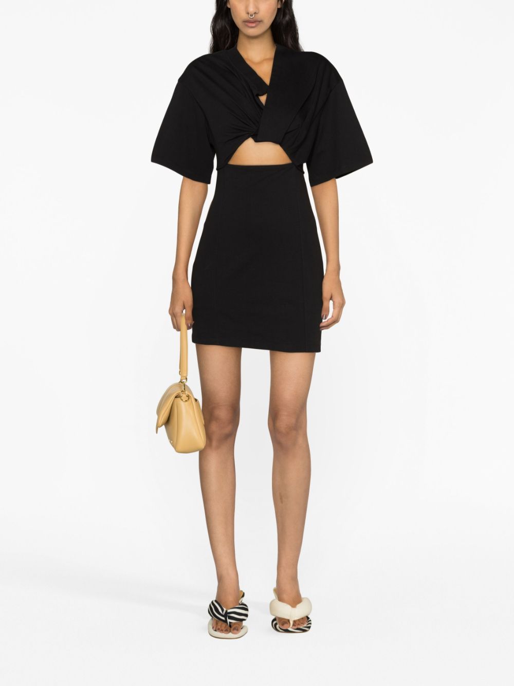 JACQUEMUS Cotton Cut-out Mini Dress Black