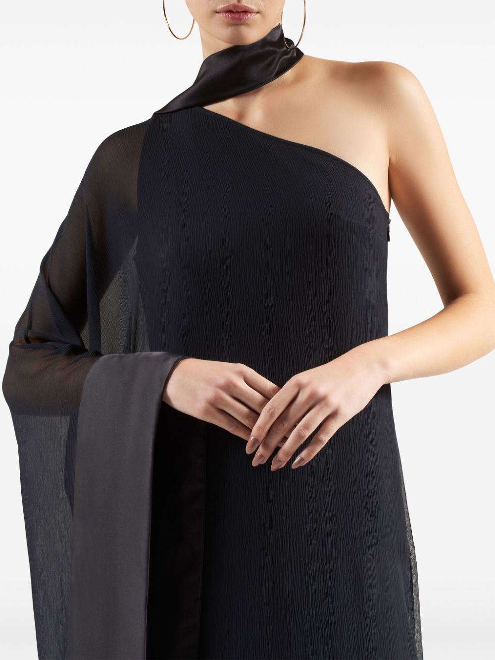 TALLER MARMO MAIN Black Betsy Spirito One-shoulder Long Dress