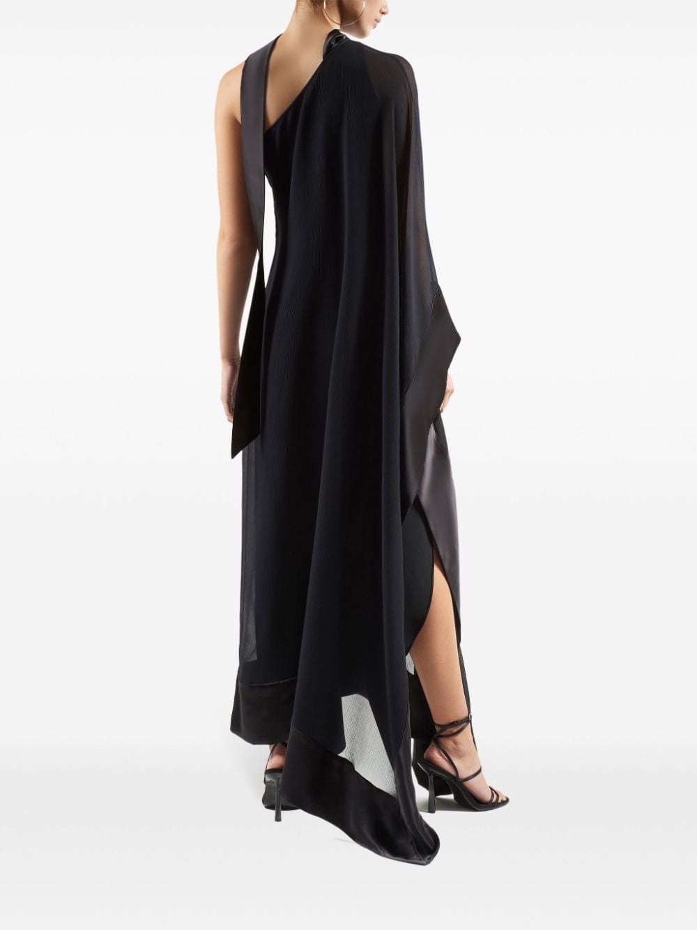 TALLER MARMO MAIN Black Betsy Spirito One-shoulder Long Dress