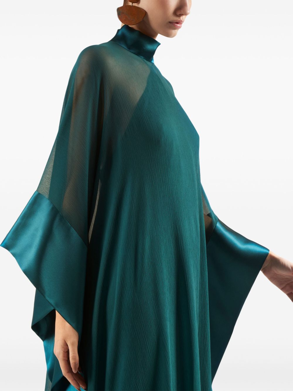 TALLER MARMO MAIN Green Silk Georgette Long Kaftan Dress