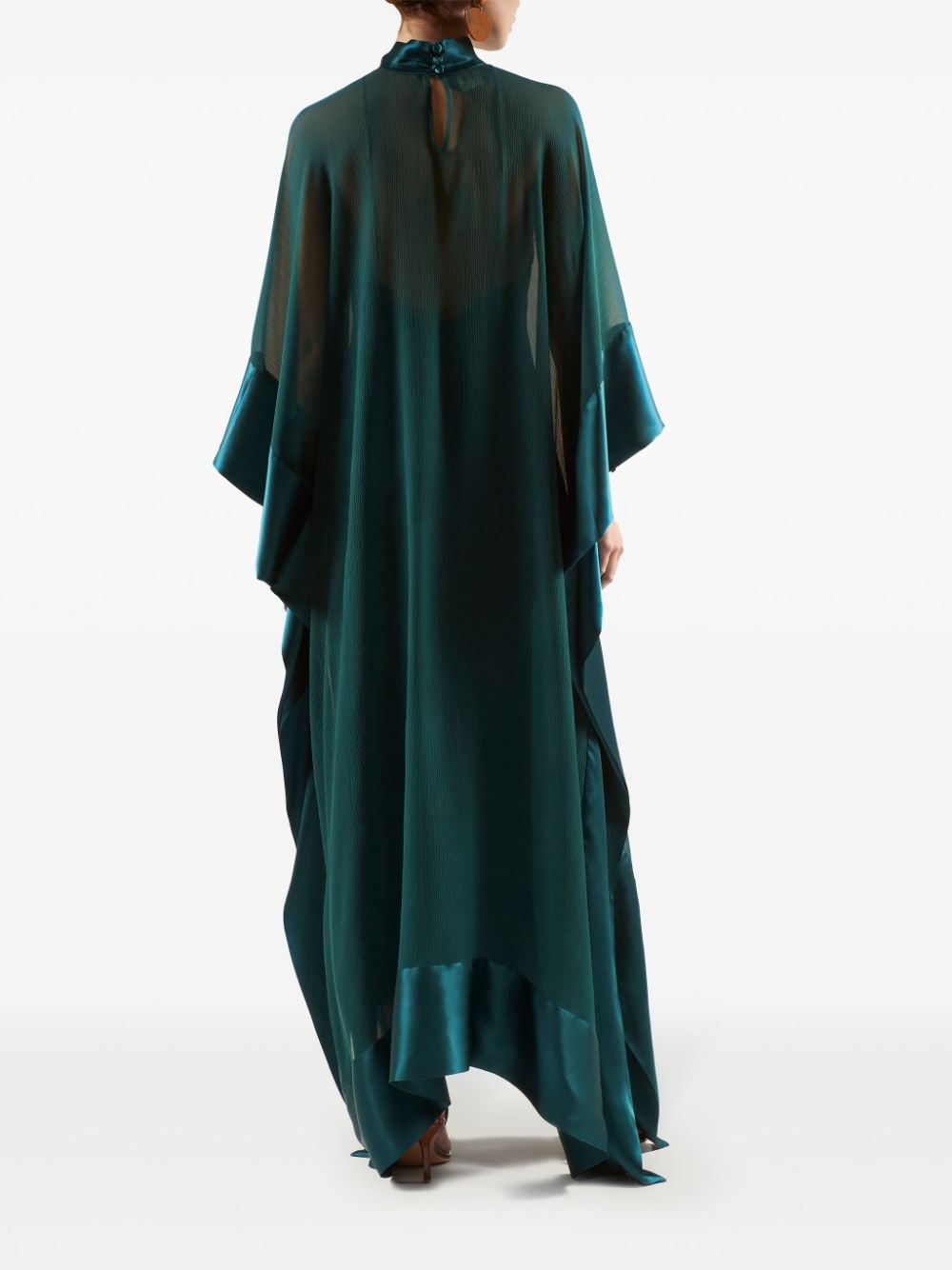 TALLER MARMO MAIN Green Silk Georgette Long Kaftan Dress