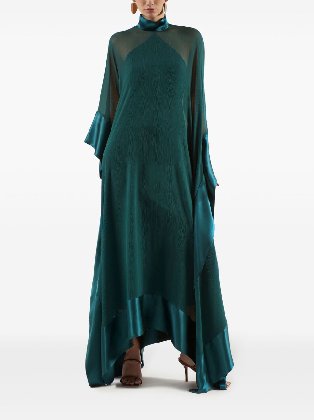 TALLER MARMO MAIN Green Silk Georgette Long Kaftan Dress