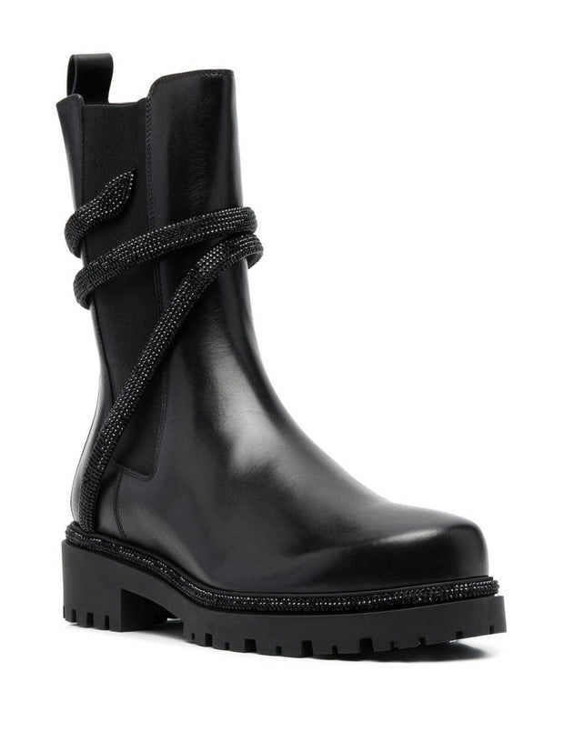 RENE' CAOVILLA Cleo Biker Boots - Black