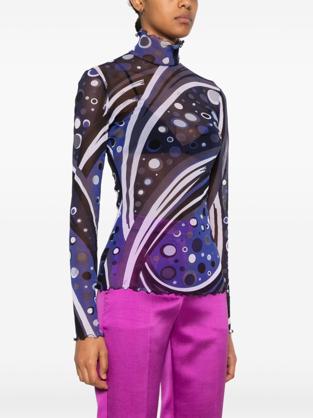 Pucci Fontane Print Tulle Top