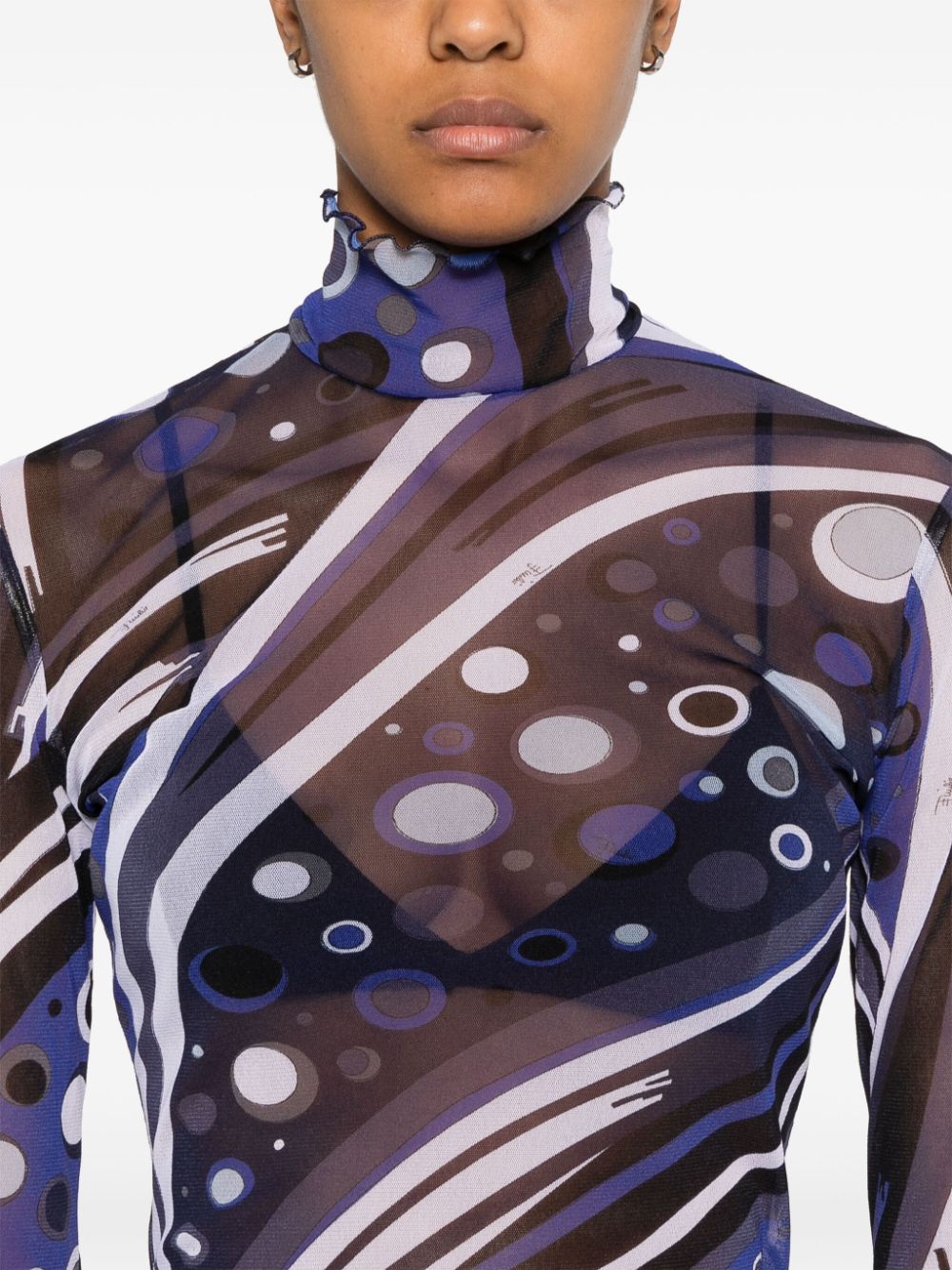 Pucci Fontane Print Tulle Top