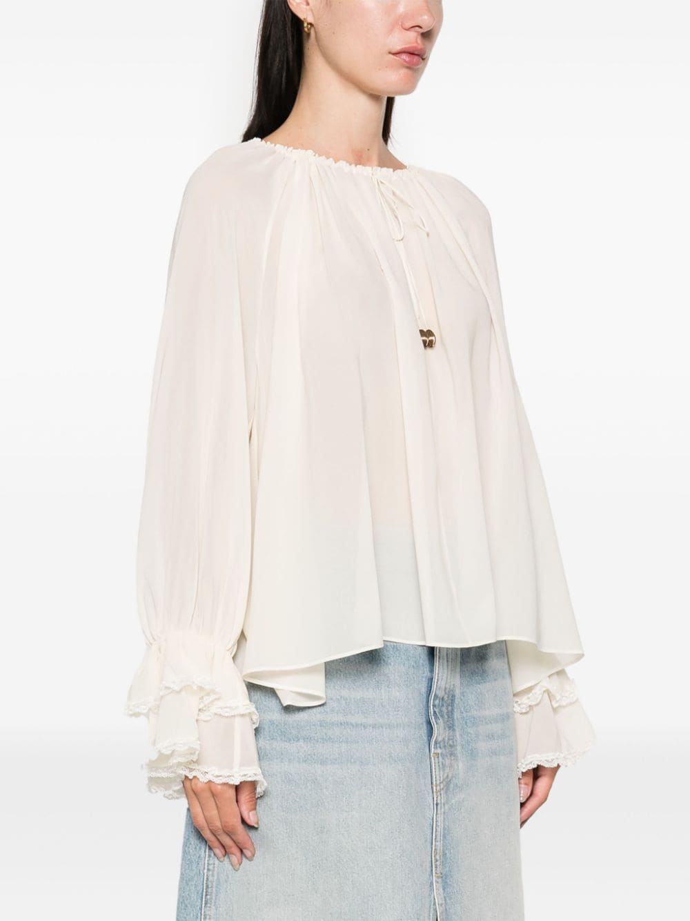 Chloè Silk Georgette Gathered Top