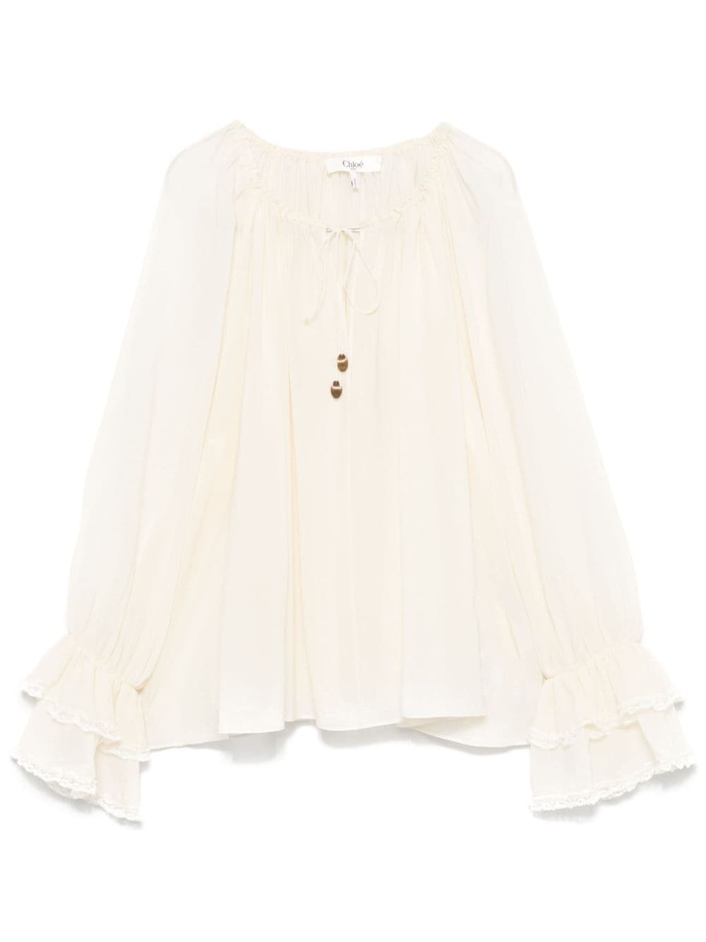 Chloè Silk Georgette Gathered Top