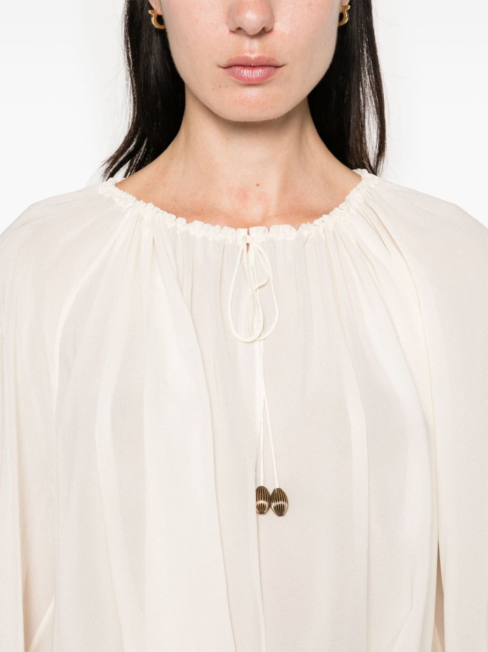 Chloè Silk Georgette Gathered Top