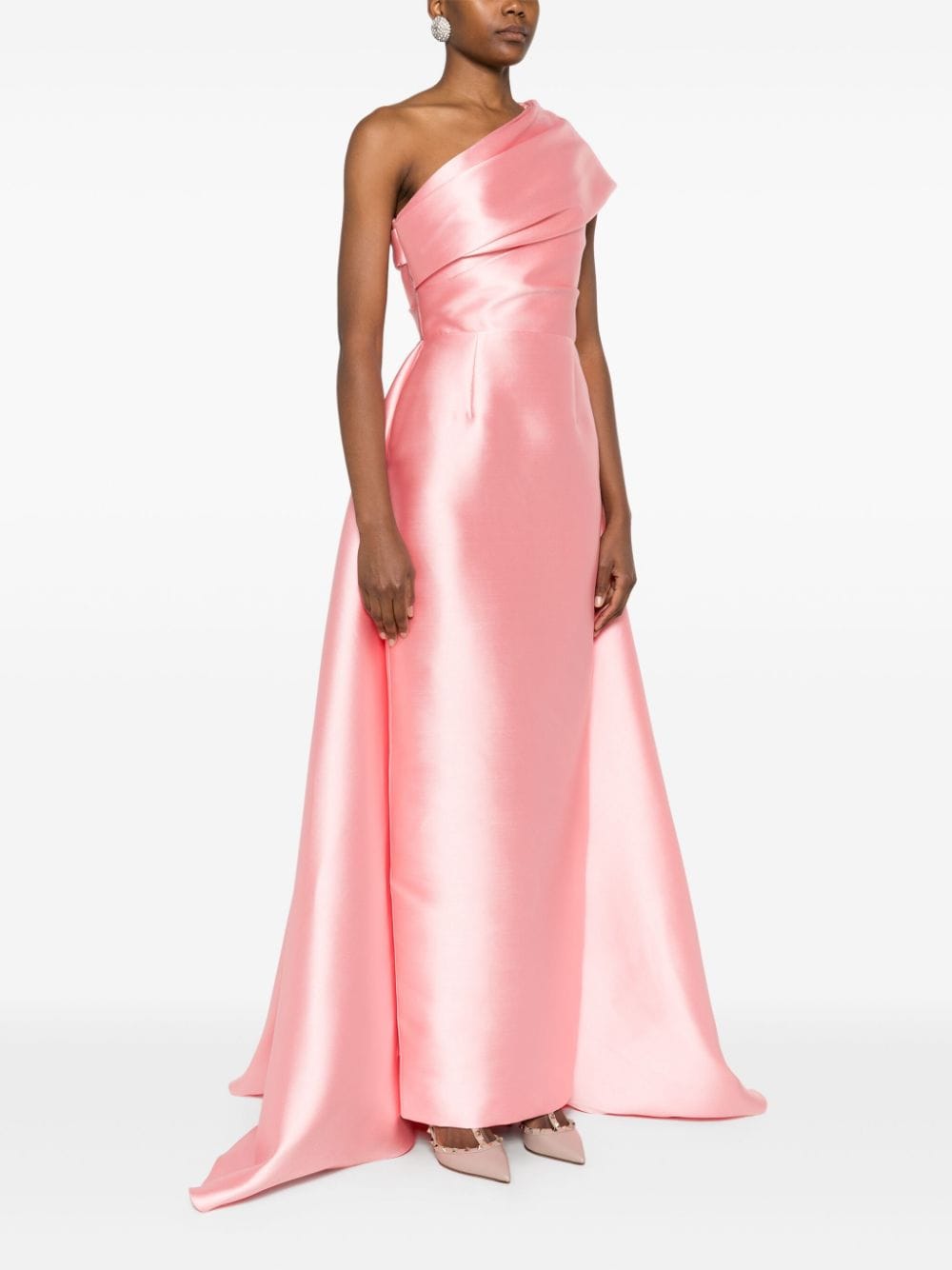 Solace London Albe One-shoulder Gown Pink