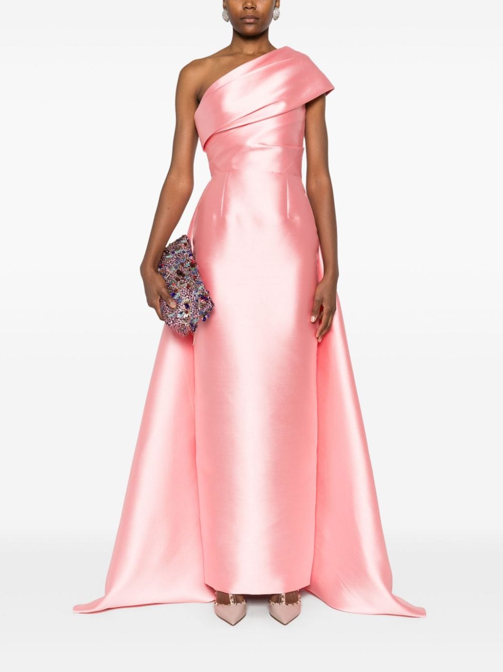 Solace London Albe One-shoulder Gown Pink