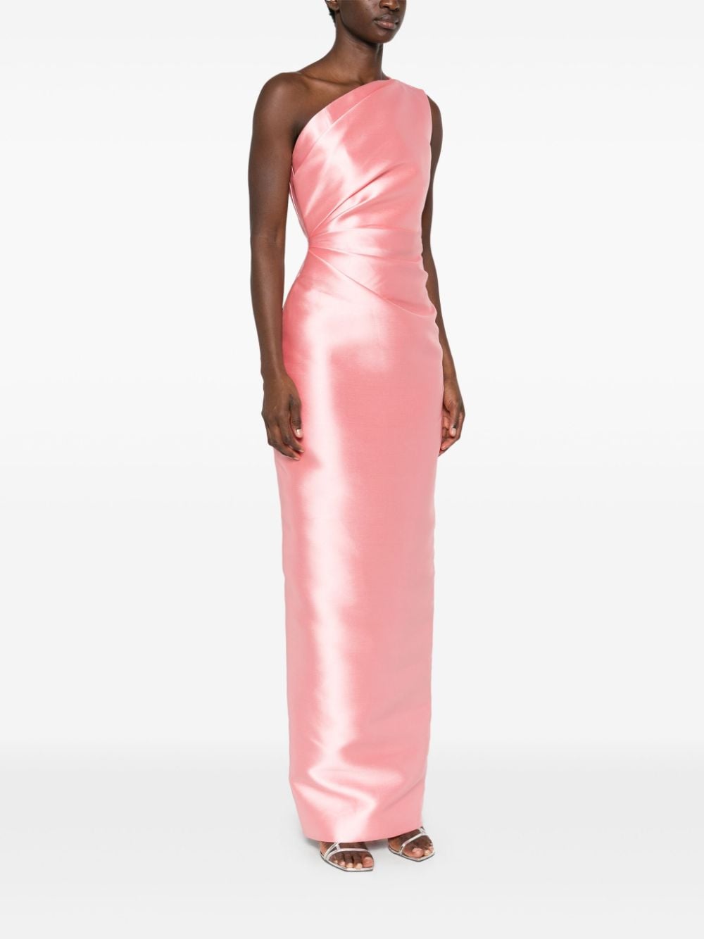 Solace London Kira One-shoulder Long Dress Pink