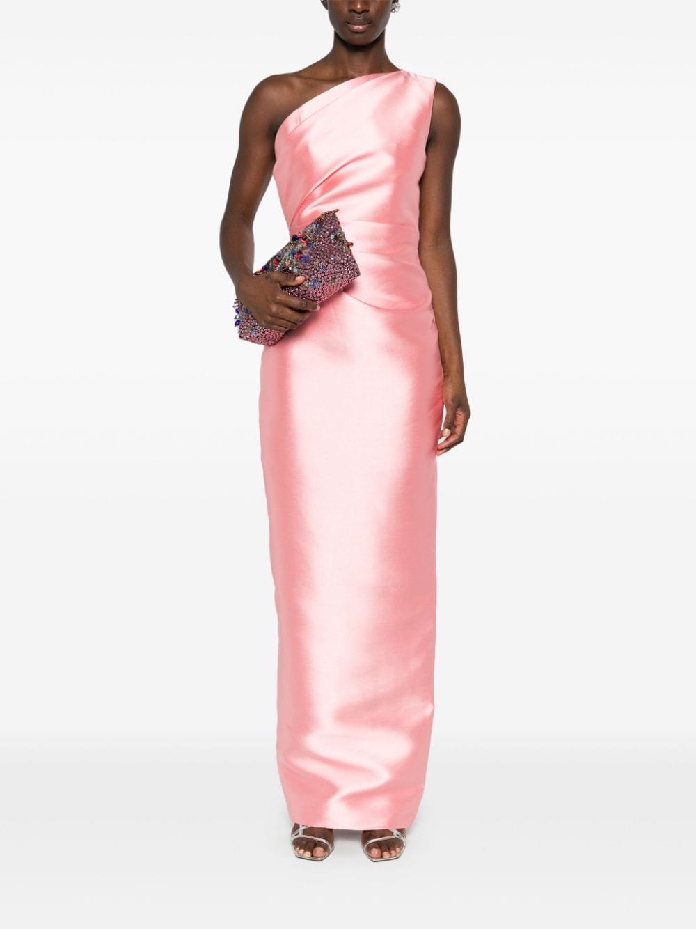 Solace London Kira One-shoulder Long Dress Pink