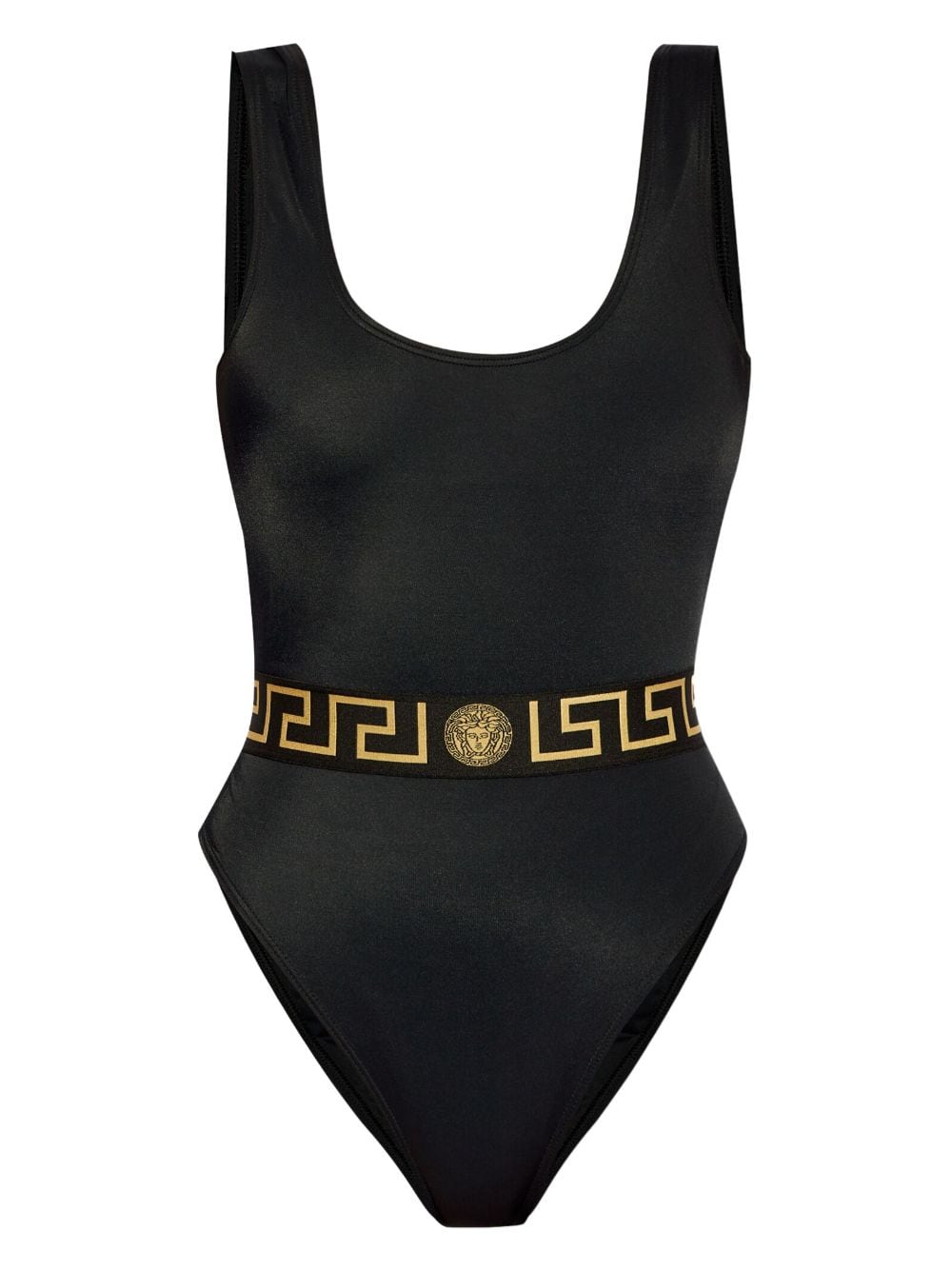 Versace Greca One-piece Swimsuit In Black