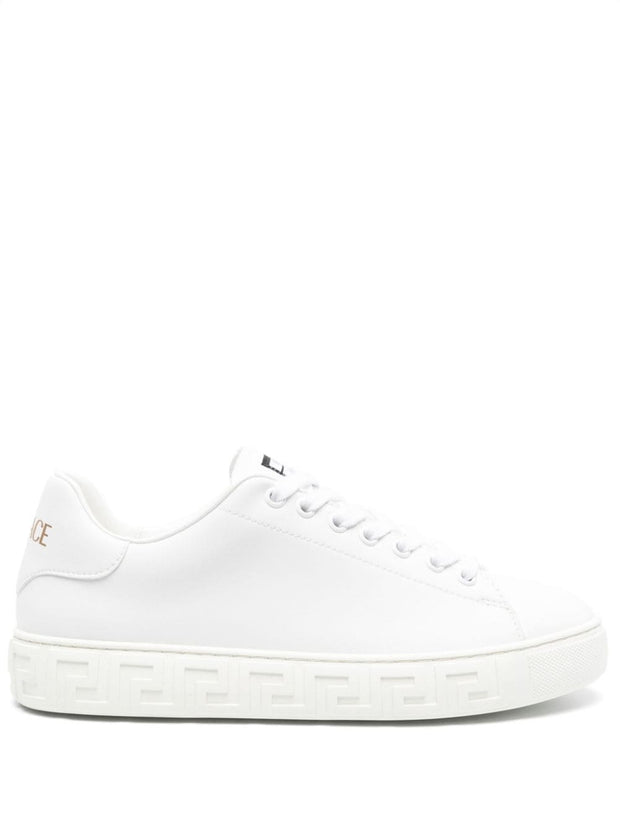 Versace Greca Leather Sneakers In White