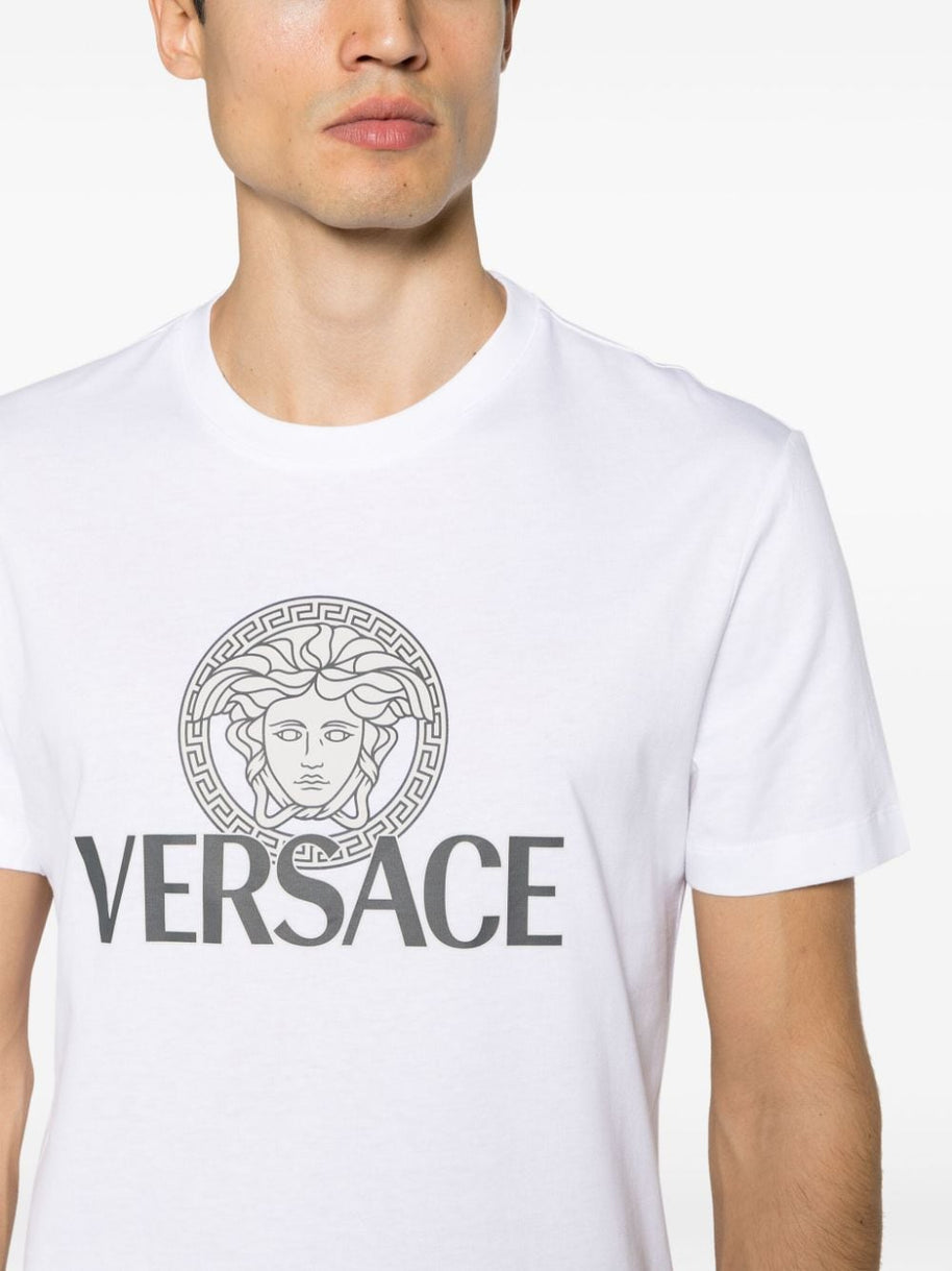 Versace Logo Print T-shirt In White