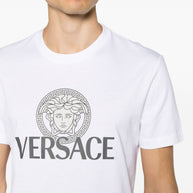 Versace Logo Print T-shirt In White
