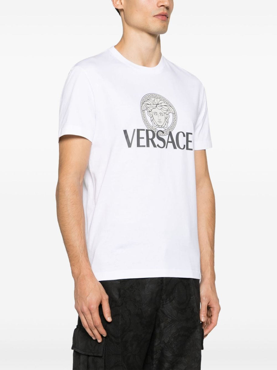 Versace Logo Print T-shirt In White