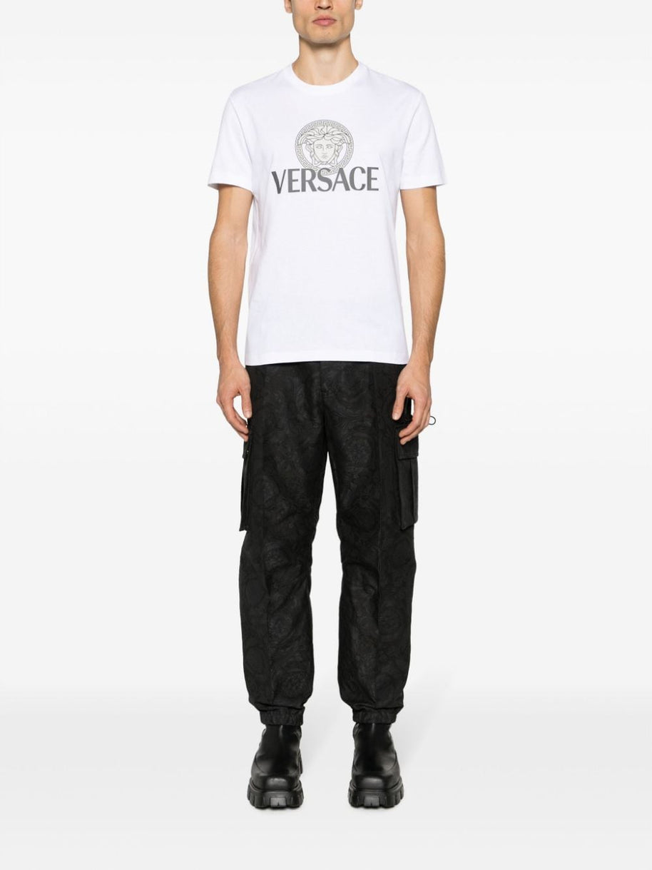 Versace Logo Print T-shirt In White