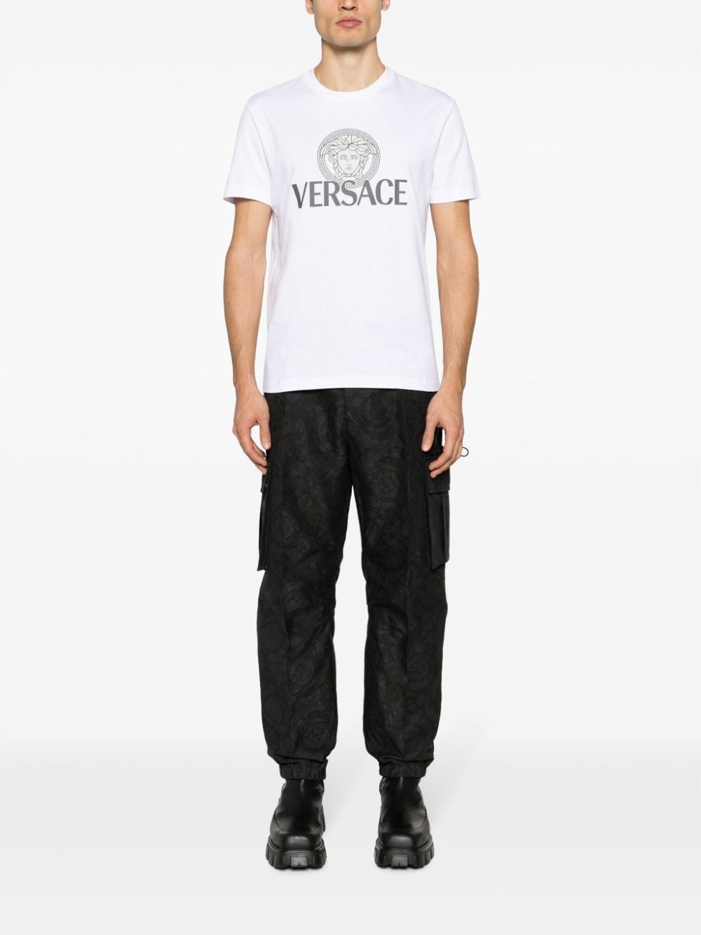 Versace Logo Print T-shirt In White