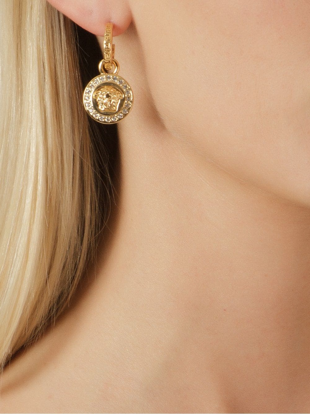 Versace Greca And Medusa Drop Earrings In Gold