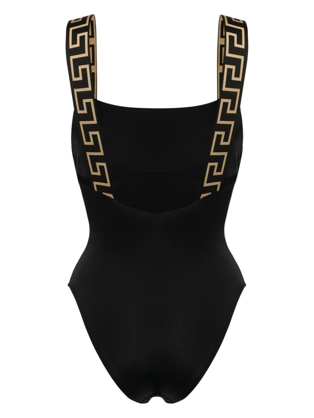 Versace Greca One-piece Swimsuit In Black