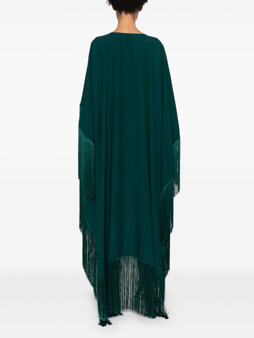 TALLER MARMO MAIN Green Mini Dress With Cape And Fringe Detail